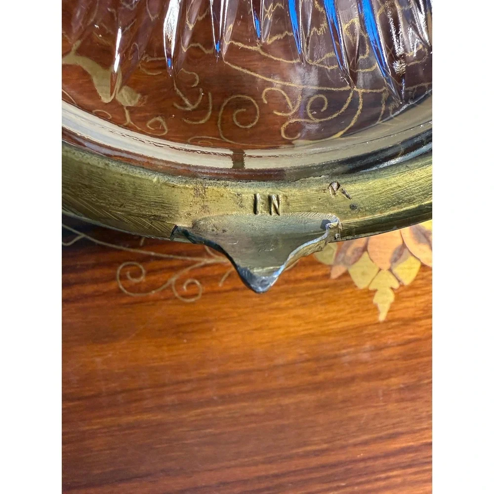 Vintage‎ Brass Vanity Dish with Lid, Hollywood Regency Trinket Box